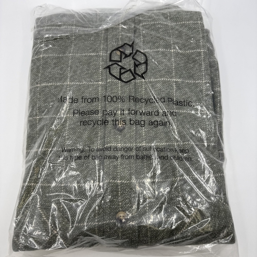 Musk Ox Mens Small The Grande Flannel Moss Windowpane 100% Cotton New With Tags - Picture 4 of 7